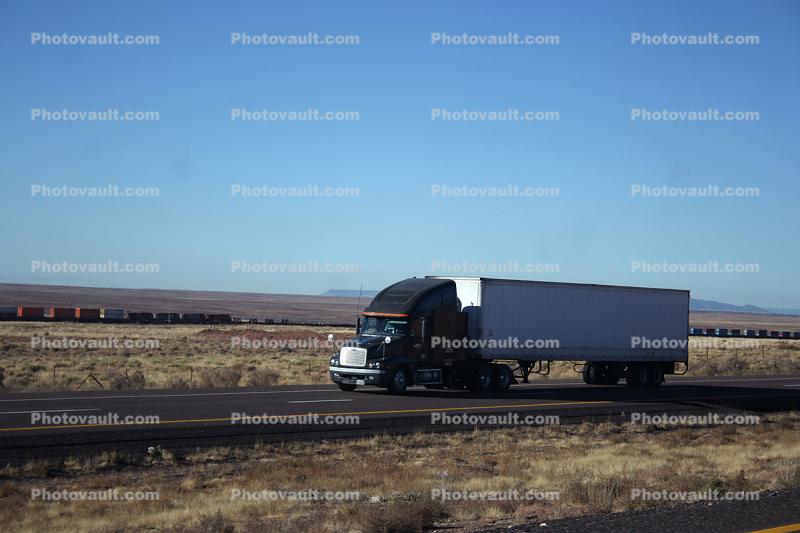 Interstate Highway I-40, Roadway, Road, (Route-66), Semi-trailer truck, Semi