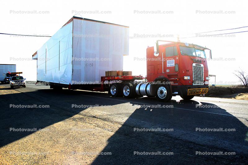 County Road 269, Oversize Load, near Lemoore and Five Points, Freightliner