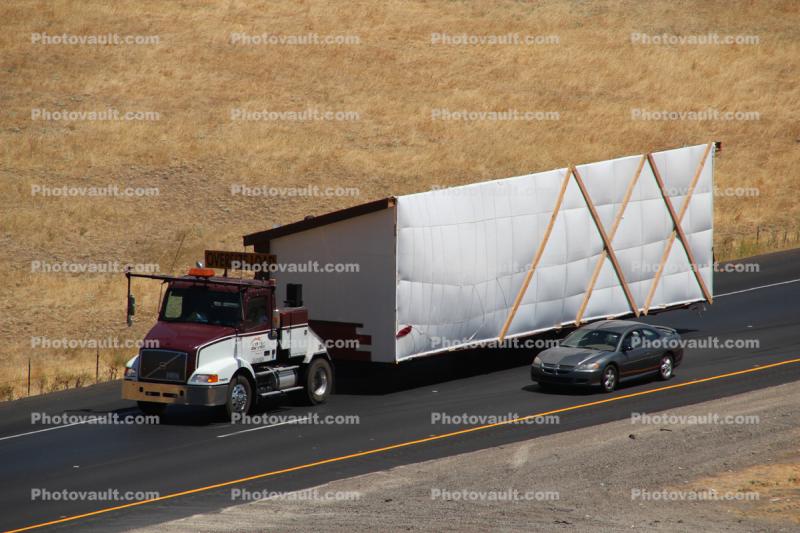 Wide Load, oversize, trailer home, Interstate Highway I-5, near Newman