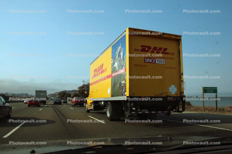 DHL Yellow Truck, Highway 101, San Bruno