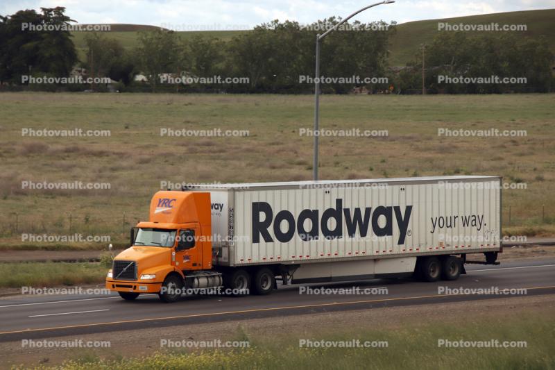 Roadway, Volvo Semi, Interstate Highway I-5, near Newman