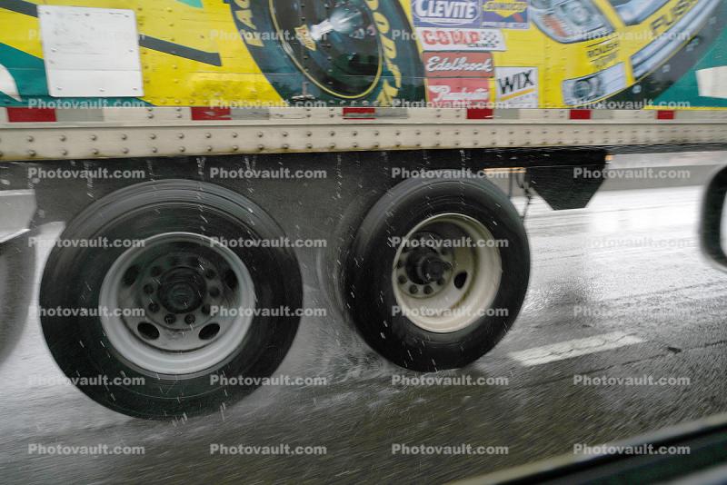 Truck Wheels and Tires in the Rain