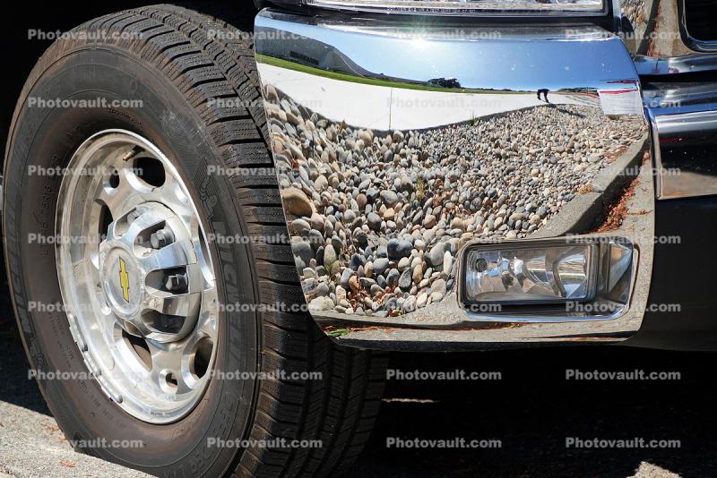 Chrome Bumper Reflection, tire, Chevrolet Silverado 2500HD Crew Cab, Pickup Truck