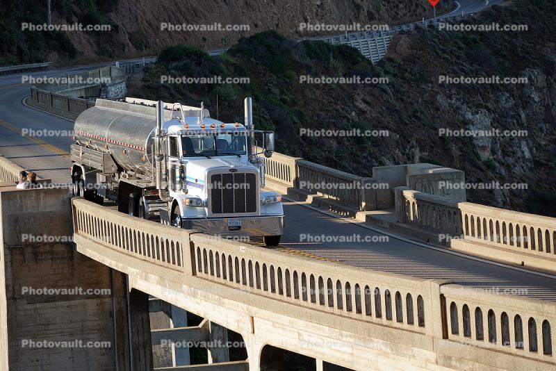 Peterbilt Semi, Tanker Truck, Bixby Bridge, Big Sur, PCH