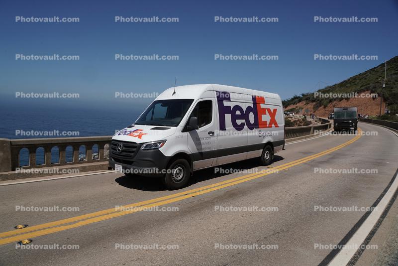 FedEx Panel Truck, Big Sur, PCH, Mercedes-Benz Van