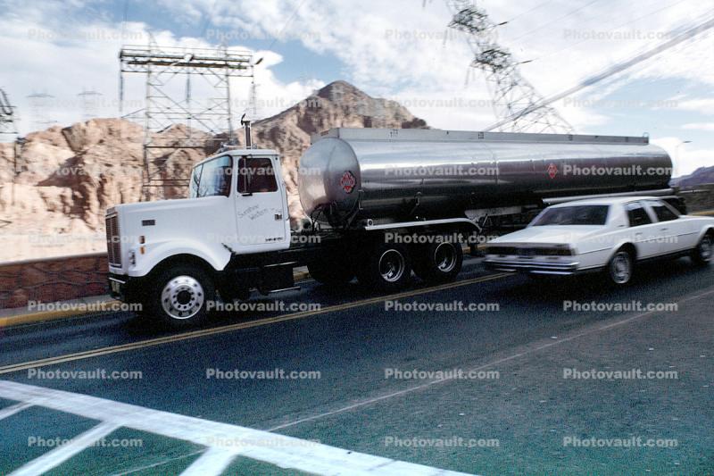 Roadway, Hoover Dam, Sunshine Western, Fuel Truck, White semi