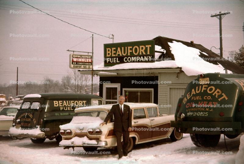 Beaufort Fuel Company, Tank Trucks, Ford Ranch Wagon, Livingston New Jersey, 1950s