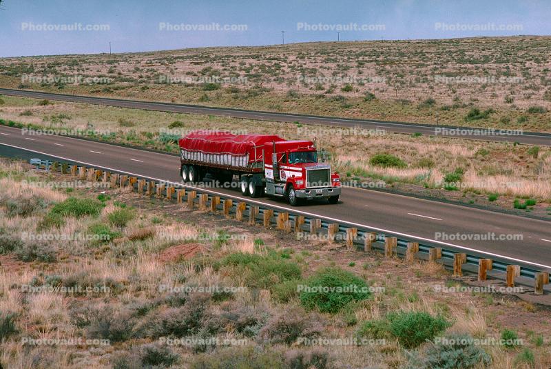 Mack Truck, Interstate Highway I-40 looking west, Semi-trailer truck, Semi