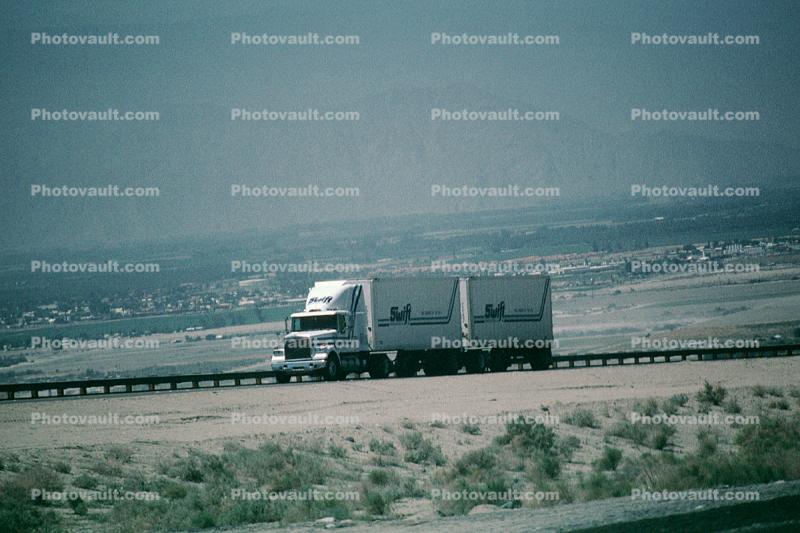 Gradual Grade on Interstate Highway I-10 east of Palm Springs, Semi-trailer truck, Semi