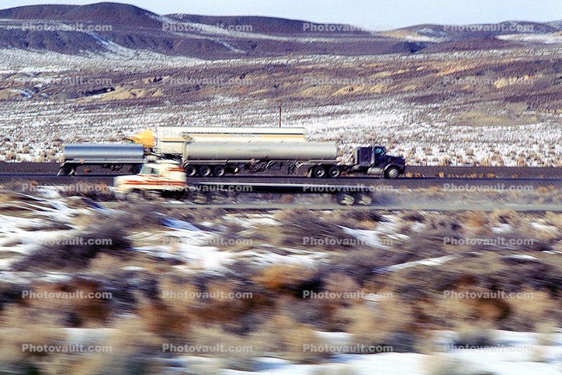 Interstate Highway I-80 east of Reno, Fuel Tanker, gasoline, gas