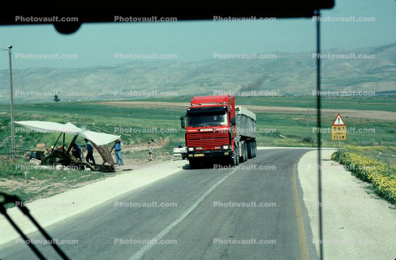 Scania Truck, road, West Bank, Highway-90, Jordan Valley