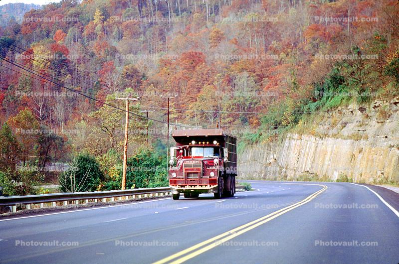 Mack Dump Truck, Highway, Road, diesel, autumn