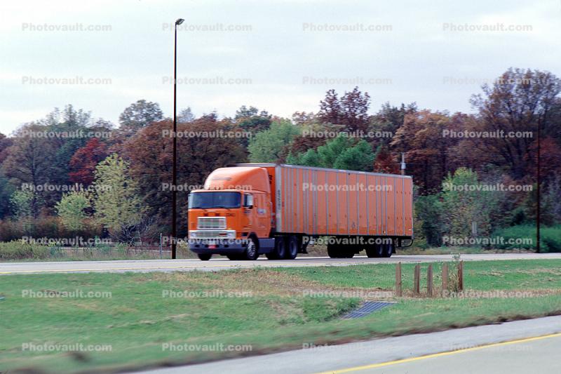 Interstate Highway I-64, Divided Road, Semi-trailer truck, Semi