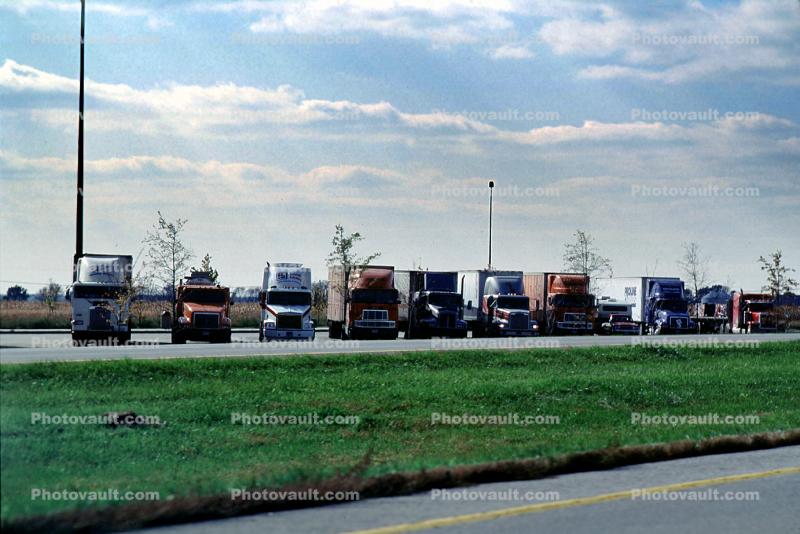 Parked Trucks, Interstate Highway I-64, Semi-trailer truck, Semi