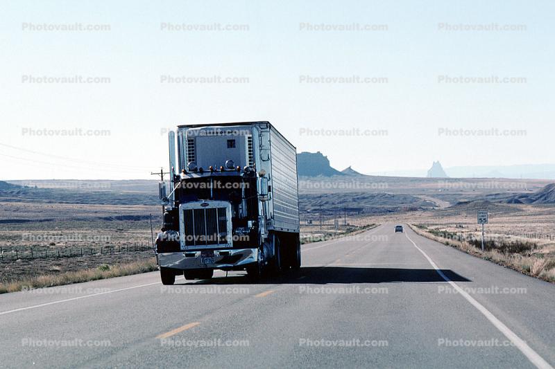 Peterbilt, Thermo King, reefer, north of Shiprock, Highway 160, Semi-trailer truck, Semi