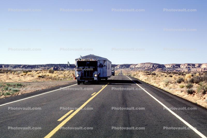 trailer home, southwest of Page, Wide Load, Oversize, north of Cameron, Highway-89, flatbed trailer