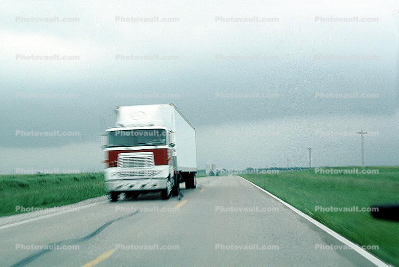 Cabover, north of Oklahoma City, Interstate Highway I-135, Semi-trailer truck, Semi