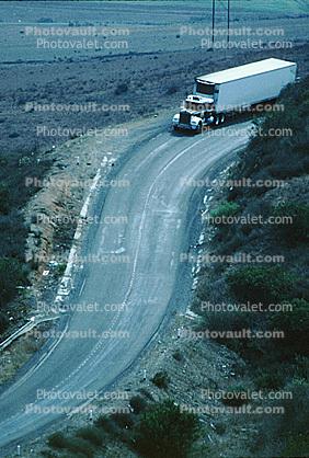Coast Highway-1, S-Curve, Semi-trailer truck, Semi, south of Ensenada