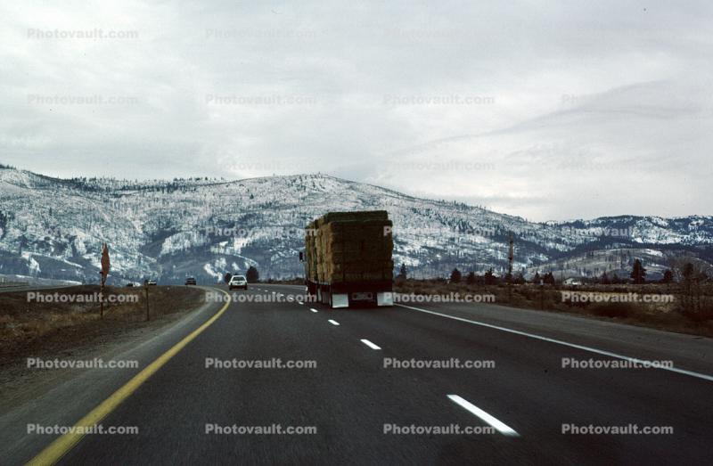 near Reno, Interstate Highway I-80, hay bale stacks