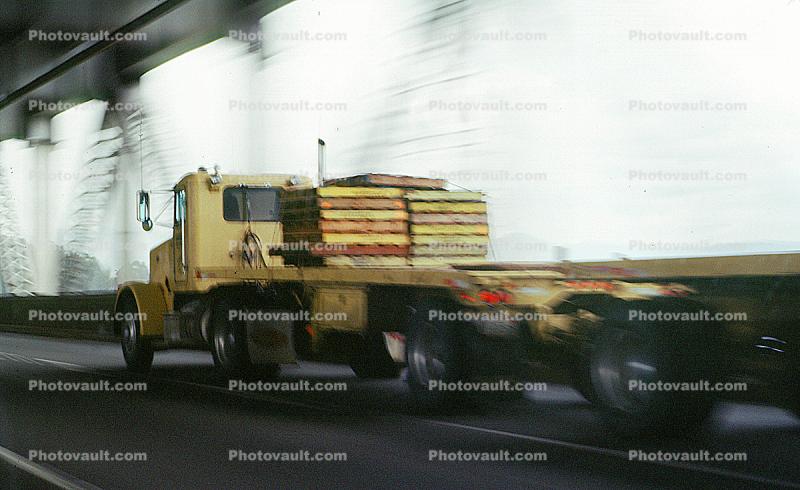 Flatbed Trailer Truck, semi, Bay Bridge