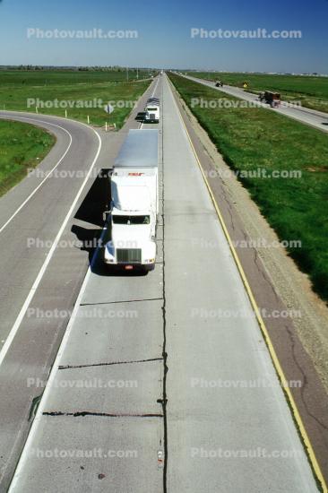 Interstate Highway I-5, south of Sacramento, Semi-trailer truck, Semi