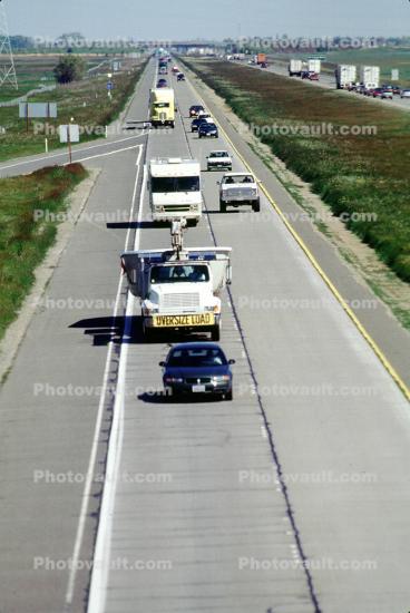 Highway I-5, Interstate Highway I-5, south of Sacramento, oversize load, Semi-trailer truck, Semi