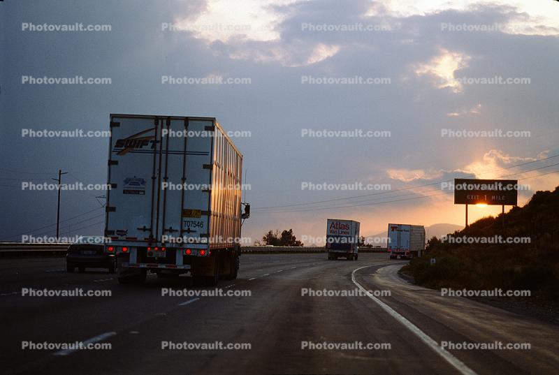 Interstate Highway I-40 west of Palm Springs, Semi-trailer truck, Semi