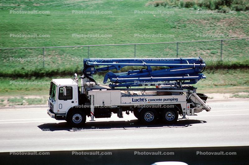 Concrete Pumper, elbow pipes, Interstate Highway I-25, Denver