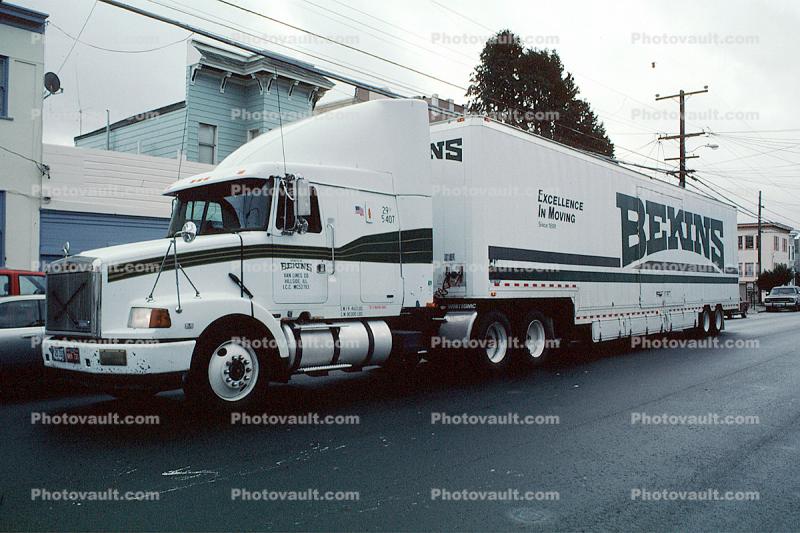 Bekins moving van, Semi-trailer truck, packages, boxes, Semi