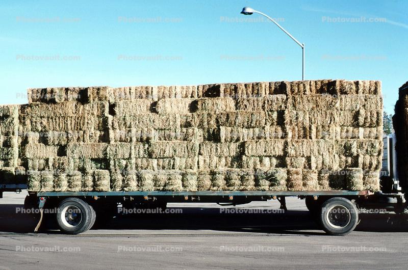 Hay Bale stacks, trailer