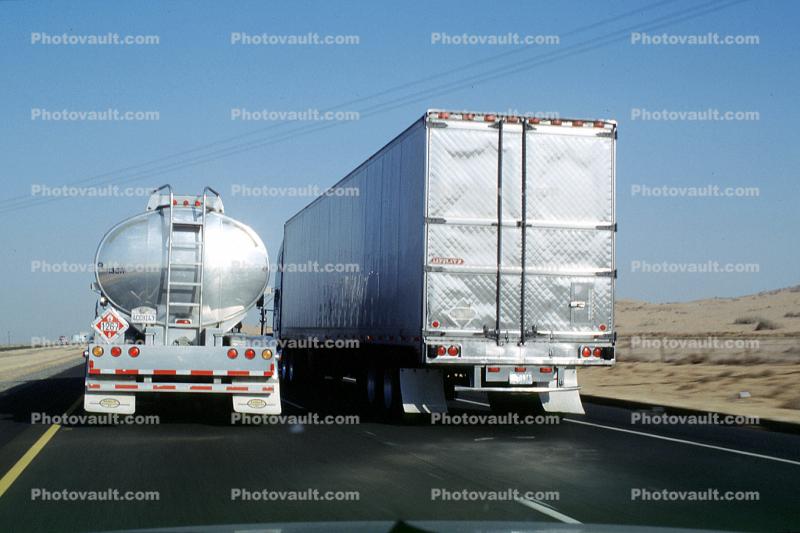 Interstate Highway I-5 near the Grapevine, Central Valley, California, Semi-trailer truck, Semi