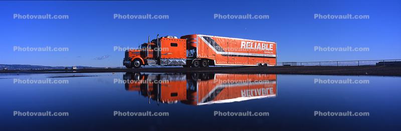 Moving Van, Reliable Carriers, Kenworth, Reflection, Panorama, Semi-trailer truck, Semi
