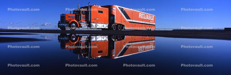 Moving Van, Reliable Carriers, Kenworth, Reflection, Panorama, Semi-trailer truck, Semi