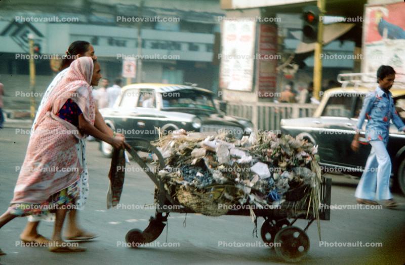 Hauling Garbage for Recycle, woman, sari, Lady, Women, Female, on the Streets of Mumbai, 