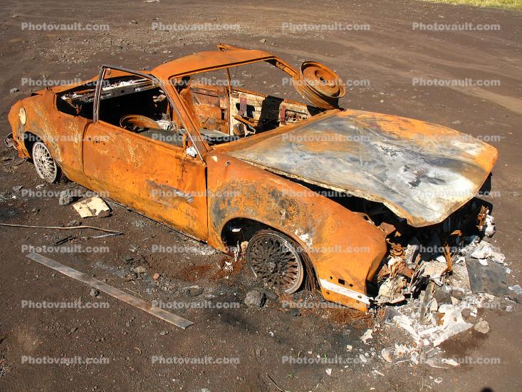 Burned, Burnt out, rust, rusting car