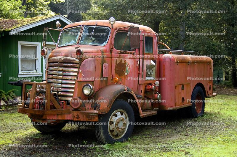 GMC Fire Engine, Big Jimmy, 1939, CDF, rust, rusting, Mendocino County, California