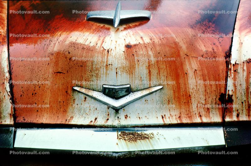 Hood Ornament, Rusting Car, Rust, Grayland Beaches, 1953 Kaiser Manhattan, automobile