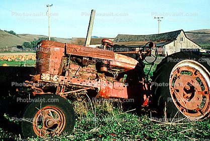 farm tractor, Sonoma County, barn