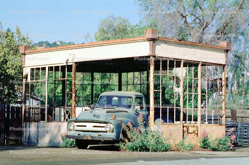 Old Gas Station, Ford Truck