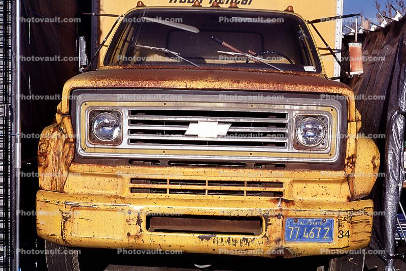 Chevrolet Truck, Chevy, head-on, headlamps, rusty