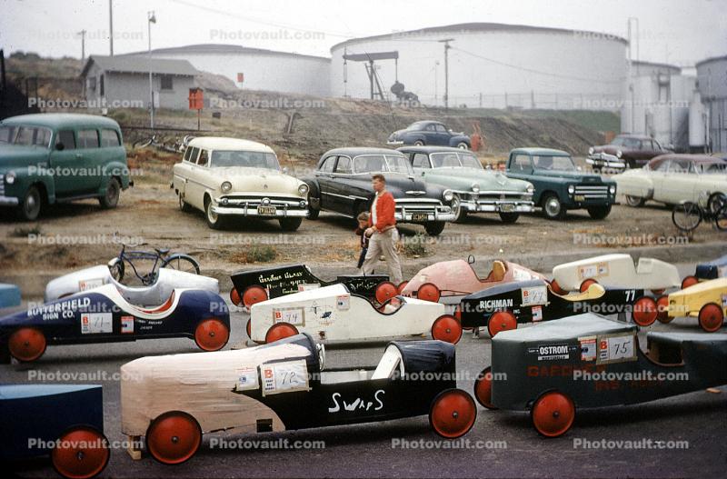 Cars, Oil Tanks, Starting Line, 1950s