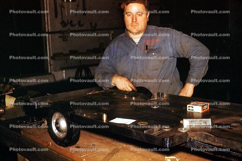 Toy Pedal Car, Man, Mechanic, 1950s