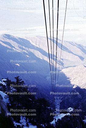 Cables, Steel Truss Pylon, tower, trees, valley, September 1969 1960s