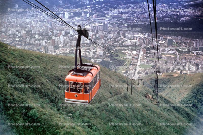 Steep Aerial Tramway, Caracas, City, Venezuela, 1969