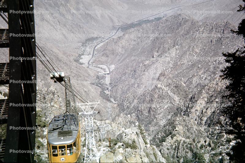 Tram Way road, Steel Truss Pylon, tower, Aerial-tram car, Palm Springs Aerial Tramway, 1964