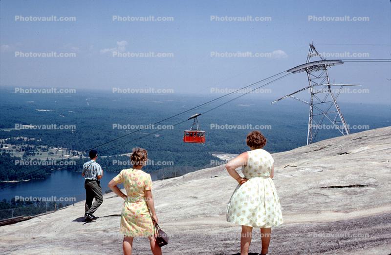 Castors and Roller systems, top of Stone Mountain, Windy, Windblown, Georgia, 1950s