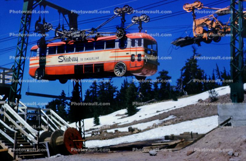 Skiway Tram Bus, Timberline, skyway, Mt Hood, Oregon, July 1952, 1950s