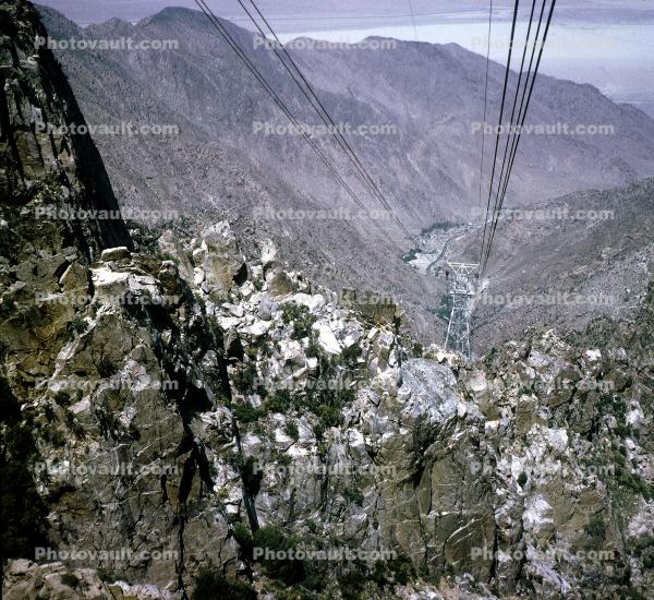 Steel Truss Pylon, tower, Palm Springs Aerial Tramway, trees, valley