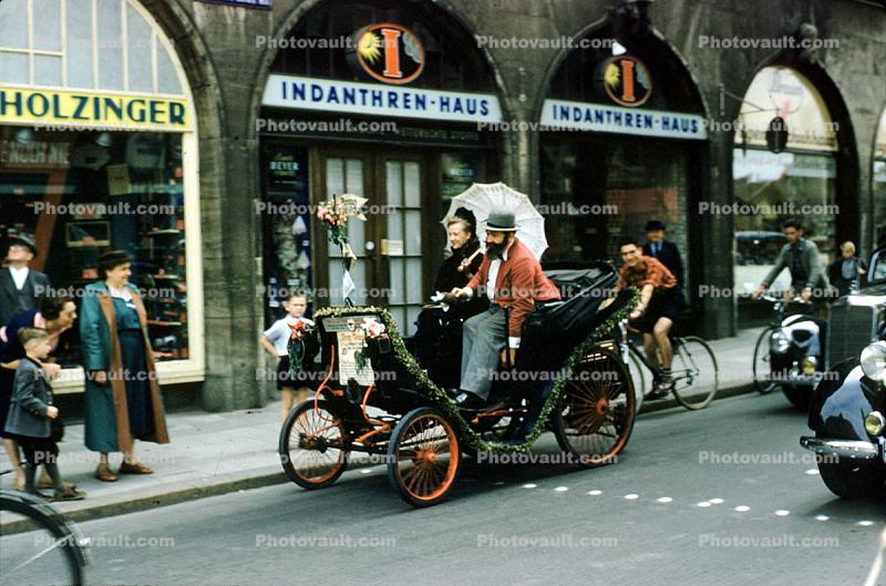 Classic Motorized Buggy, cars, street, Indanthren-haus, Munich, Germany, 1960s