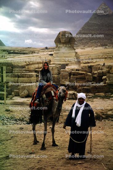 Girl Riding a Camel, Great Pyramid of Cheops, Sphinx